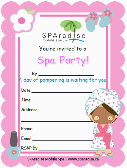 Spa Birthday Party Invitations for Kids Kids Spa Party Invitations Pool Design Ideas