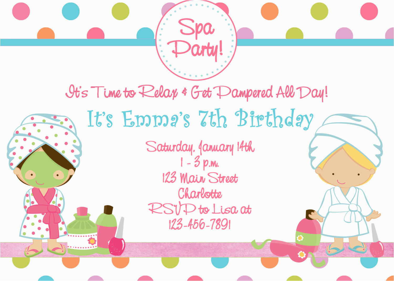 Spa Birthday Party Invitations Printables Free Free Printable Spa Birthday Party Invitations Pool