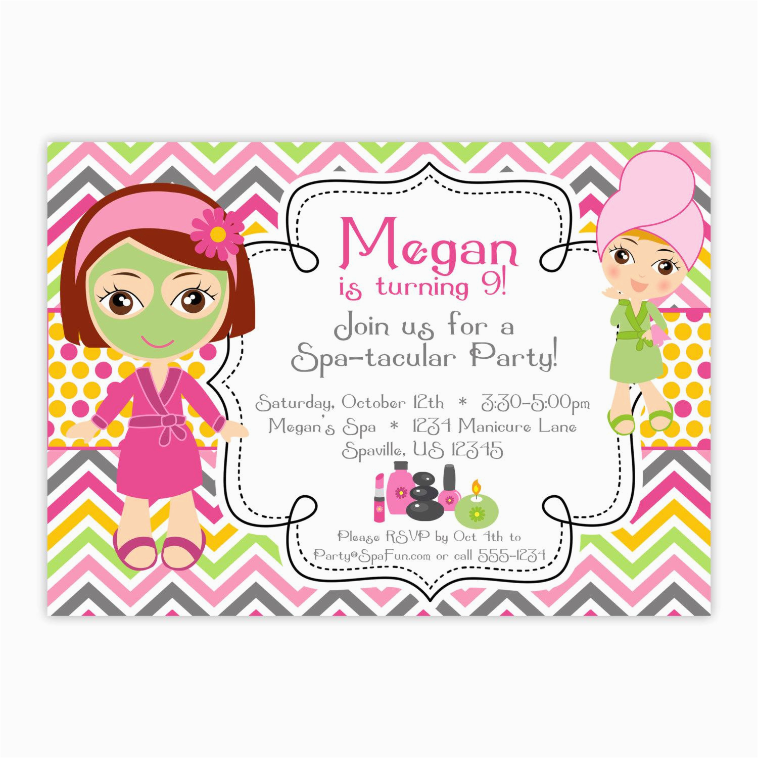 Spa Birthday Party Invites Spa Party Invitations Party Invitations Templates