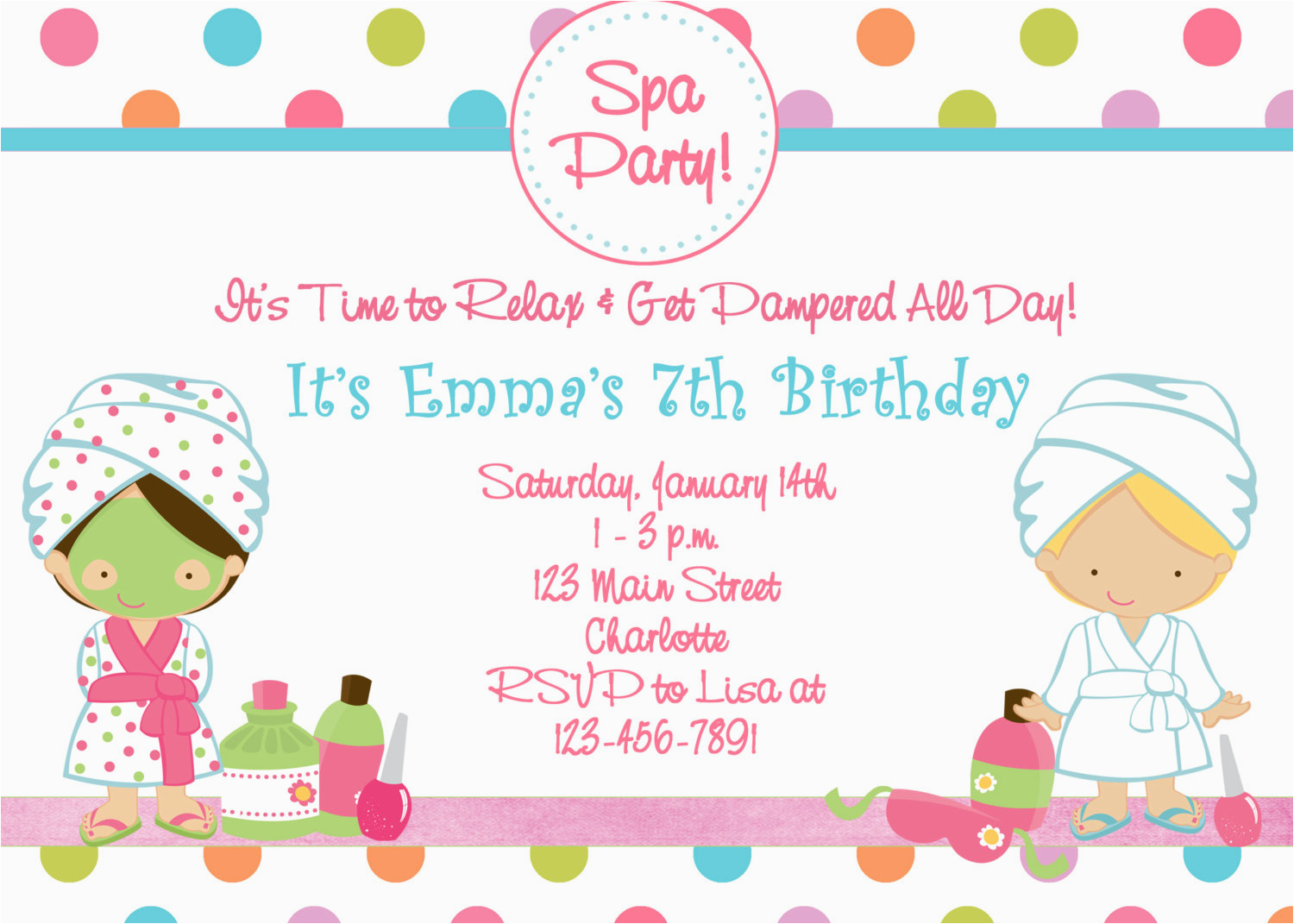 Spa themed Birthday Party Invitations Printable Free Printable Spa Birthday Party Invitations Pool
