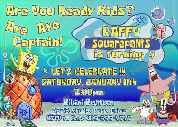 Spongebob 1st Birthday Invitations Spongebob First Birthday Invitations