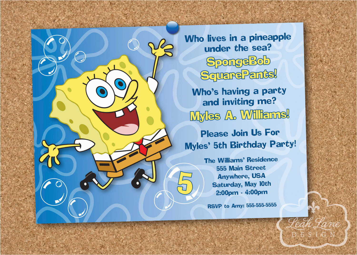 Spongebob Squarepants Birthday Invitations Spongebob Squarepants Birthday Party Printable Invitation