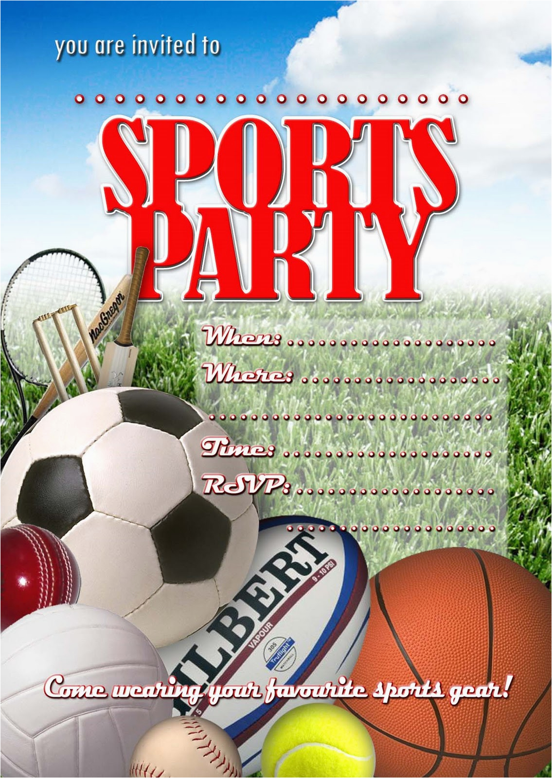 Sport Birthday Invitations Sport Invitation Templates Free