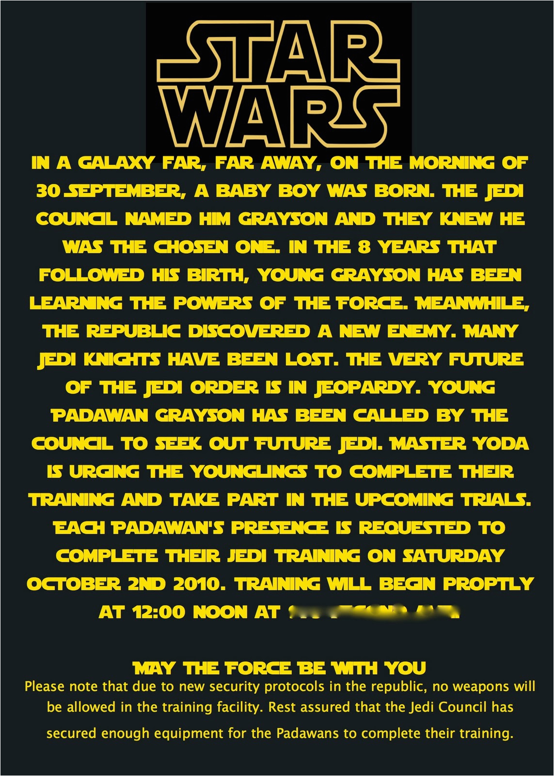 Star Wars Birthday Invitation Wording at Second Street Star Wars Party What I Did