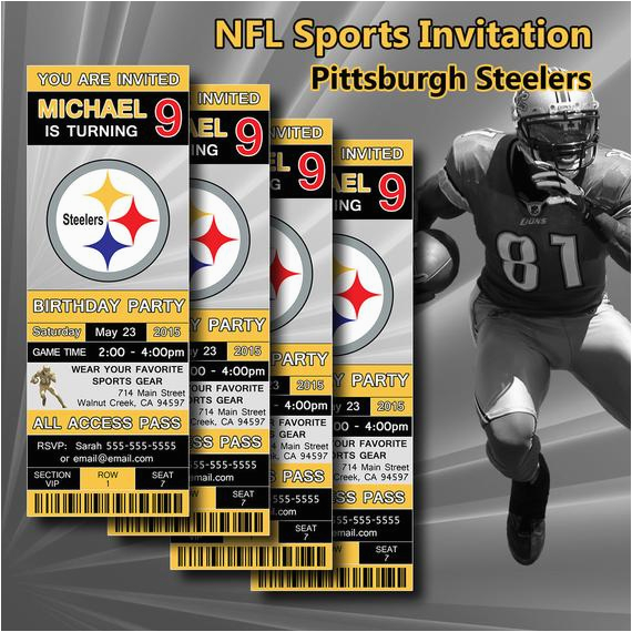 Steelers Birthday Invitations Pittsburgh Steelers Birthday Invitation Football by Digisport