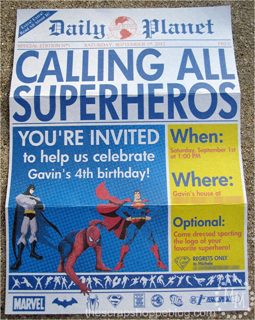 Superhero Newspaper Birthday Invitations Superhero Newspaper Birthday Invitation the Scrap Shoppe