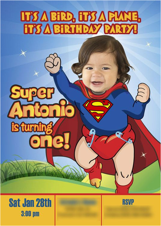 Superman 1st Birthday Invitations 29 Best 1st Birthday Invitation Baby Superheroes Images