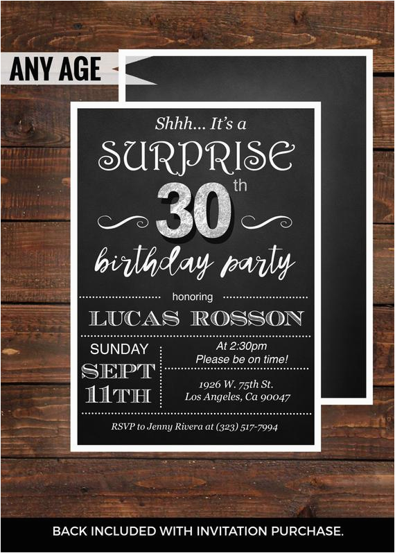 Surprise 30th Birthday Invitations for Men Surprise 30th Birthday Invitations for Him Mens 30th Birthday