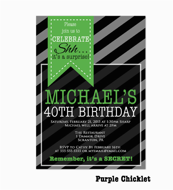 Surprise 40th Birthday Invites Surprise Party 40th Birthday Invitation Mens by Purplechicklet