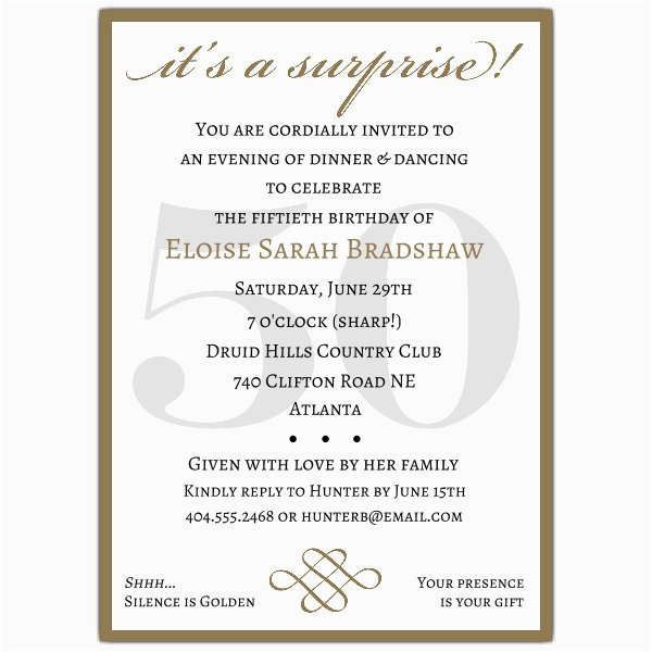 Surprise 50 Birthday Party Invitations Classic 50th Birthday Gold Surprise Party Invitations