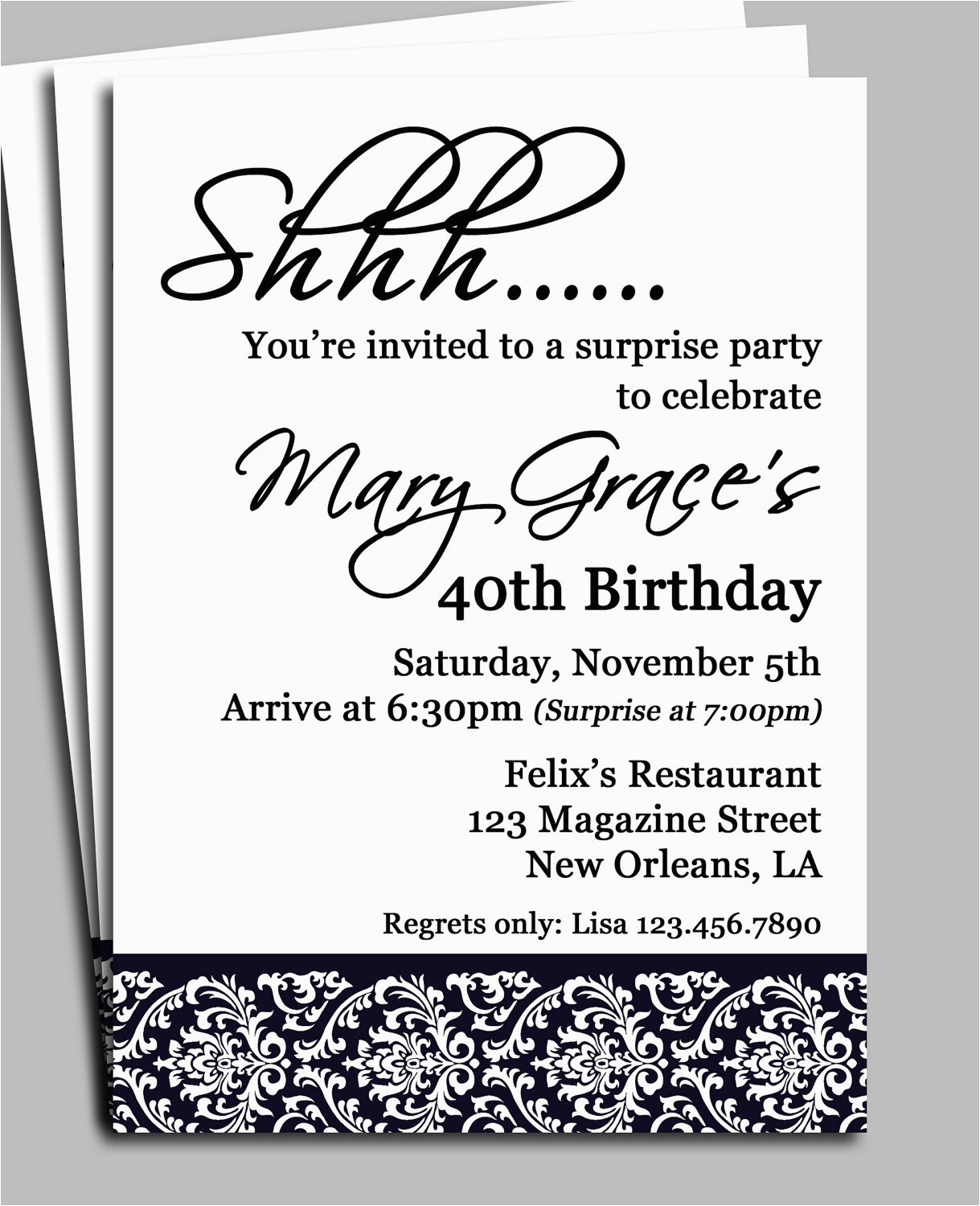 surprise-birthday-invitation-message-black-damask-surprise-party-invitation-printable-or-printed