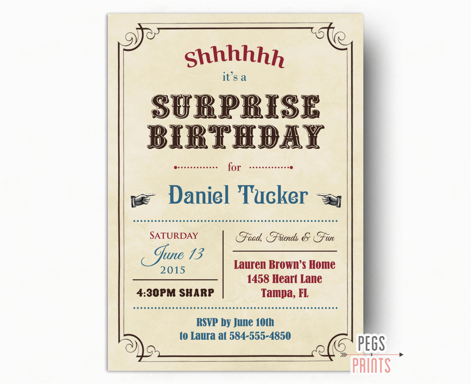 Surprise Birthday Invitation Wording for Adults Adult Surprise Birthday Invites Vintage Surprise Party