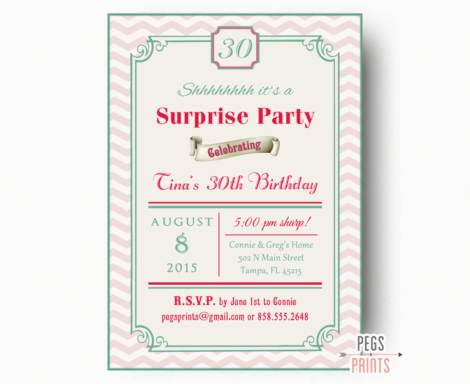 Surprise Birthday Invitation Wording for Adults Surprise 30th Birthday Invitation Adult Surprise Birthday