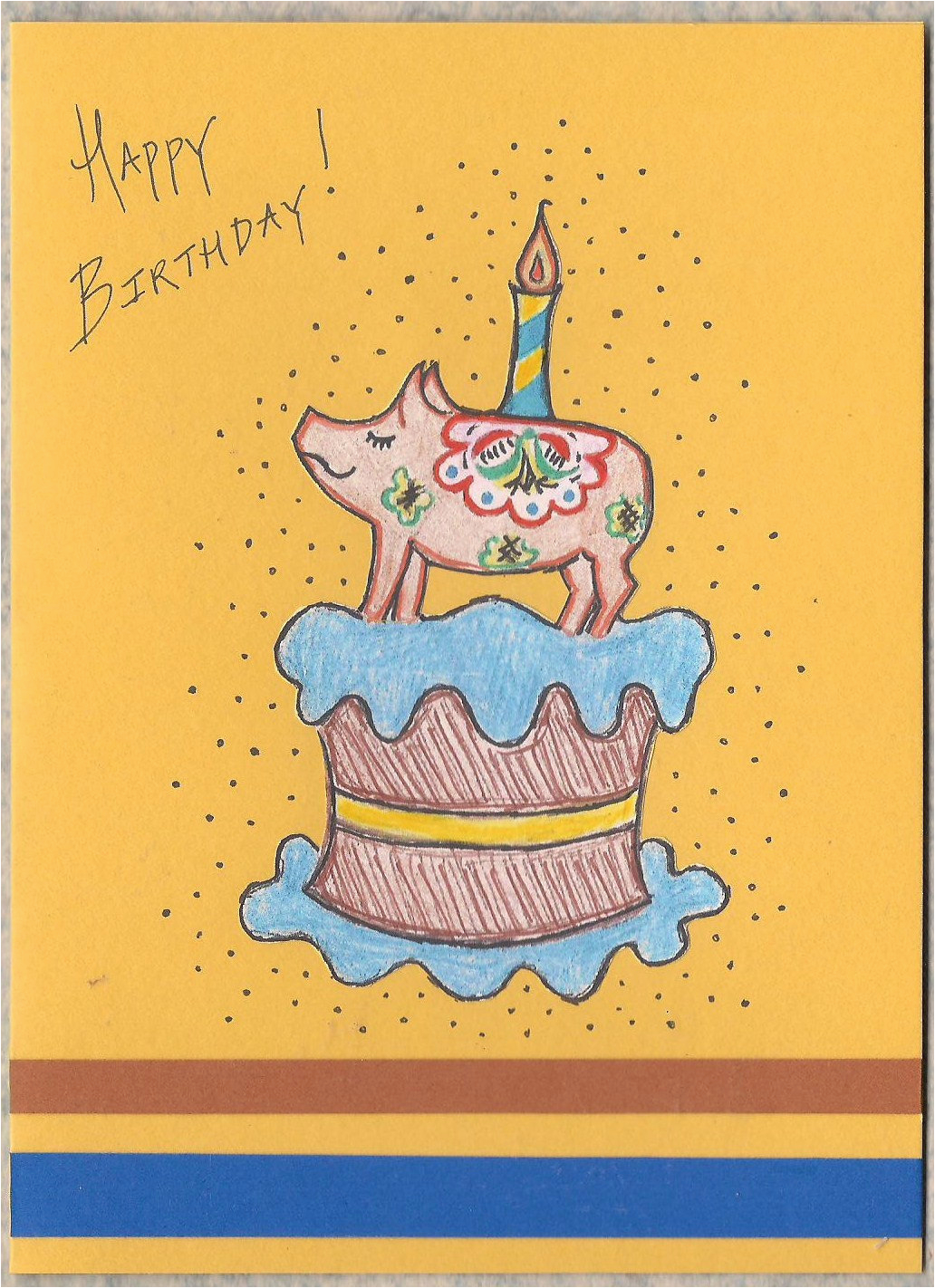 Swedish Birthday Card Swedish Pig Birthday Card Swedish Birthday Vintage Style