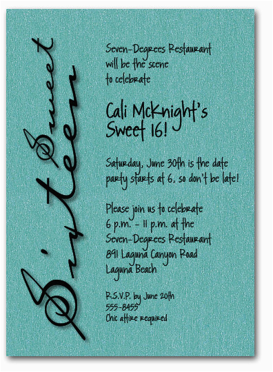 Sweet 16 Birthday Invitation Wording Sweet Sixteen Shimmery Teal Invitation 16th Birthday