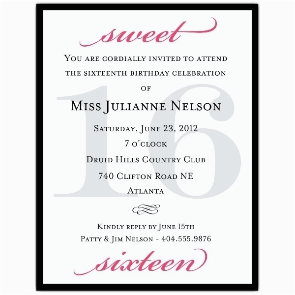 Sweet Sixteen Birthday Invitation Wording Sweet Sixteen Invitation Wording Template Resume Builder