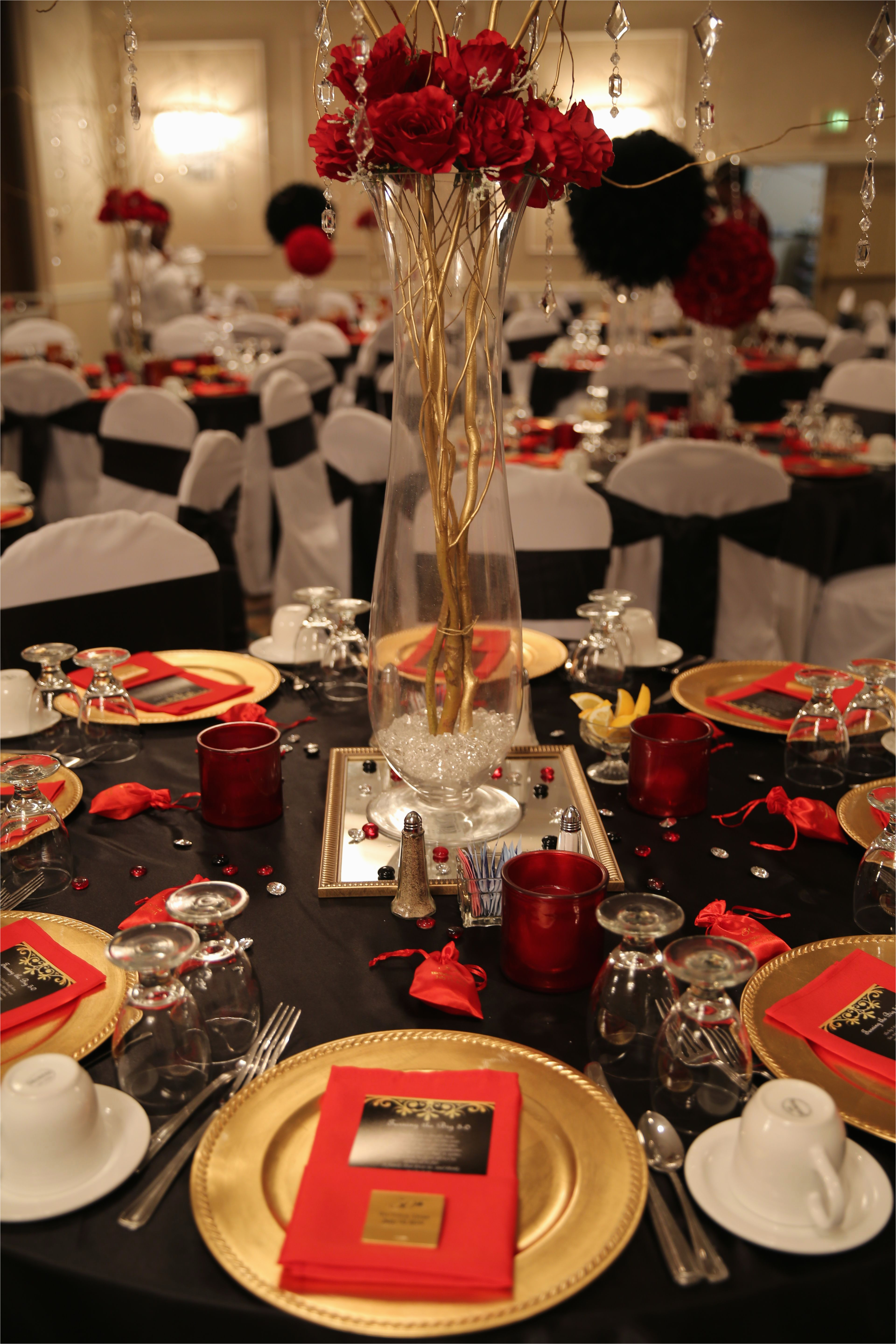 Table Decorations for 50th Birthday Party Red Black and Gold Table Decorations for 50th Birthday