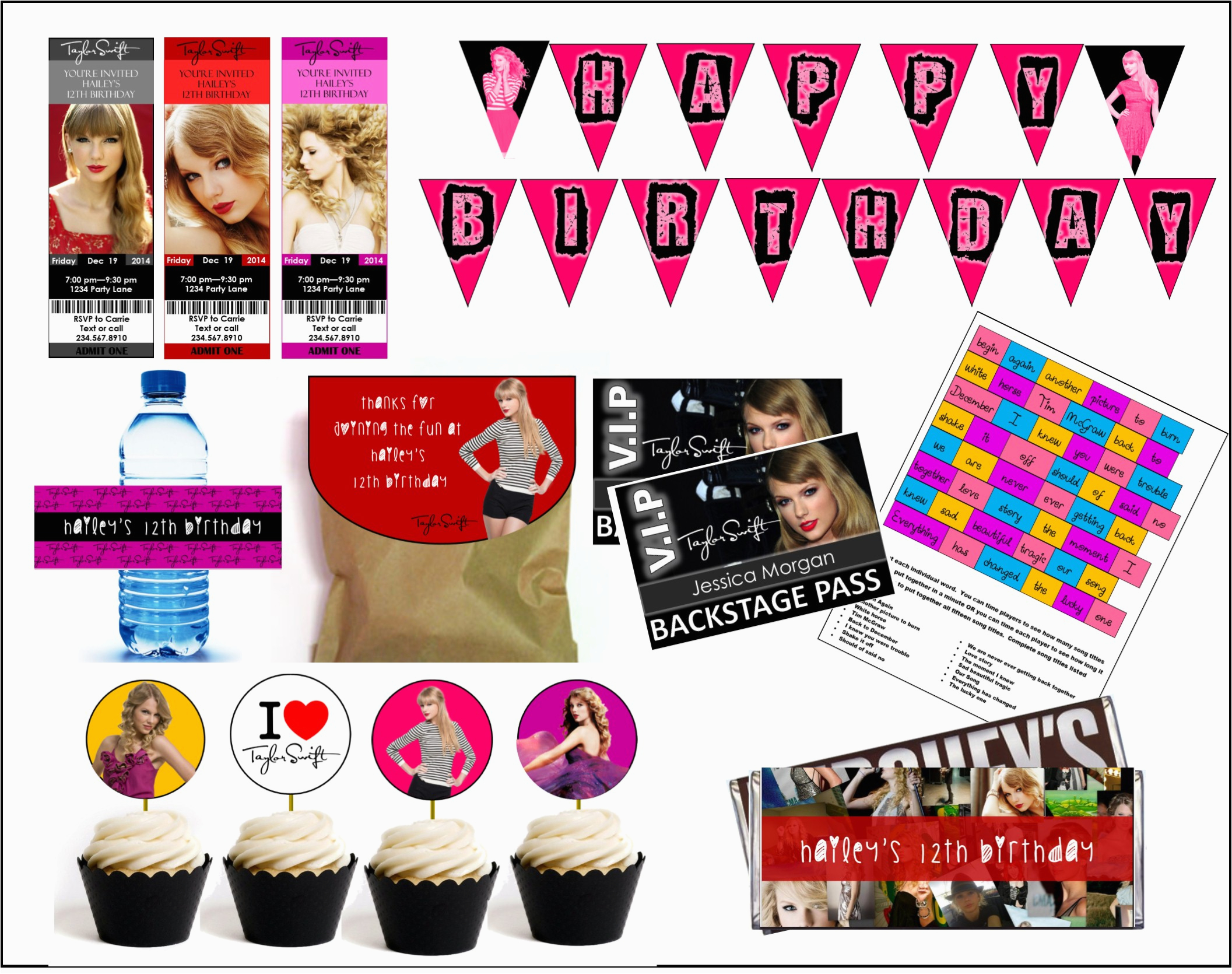 Taylor Swift Birthday Decorations Diy Taylor Swift Party Games Printables