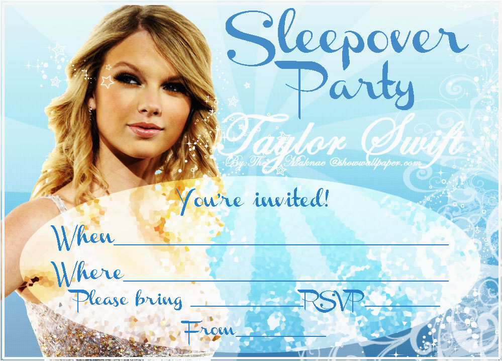 Taylor Swift Birthday Party Invitations Invitations for Sleepover Party