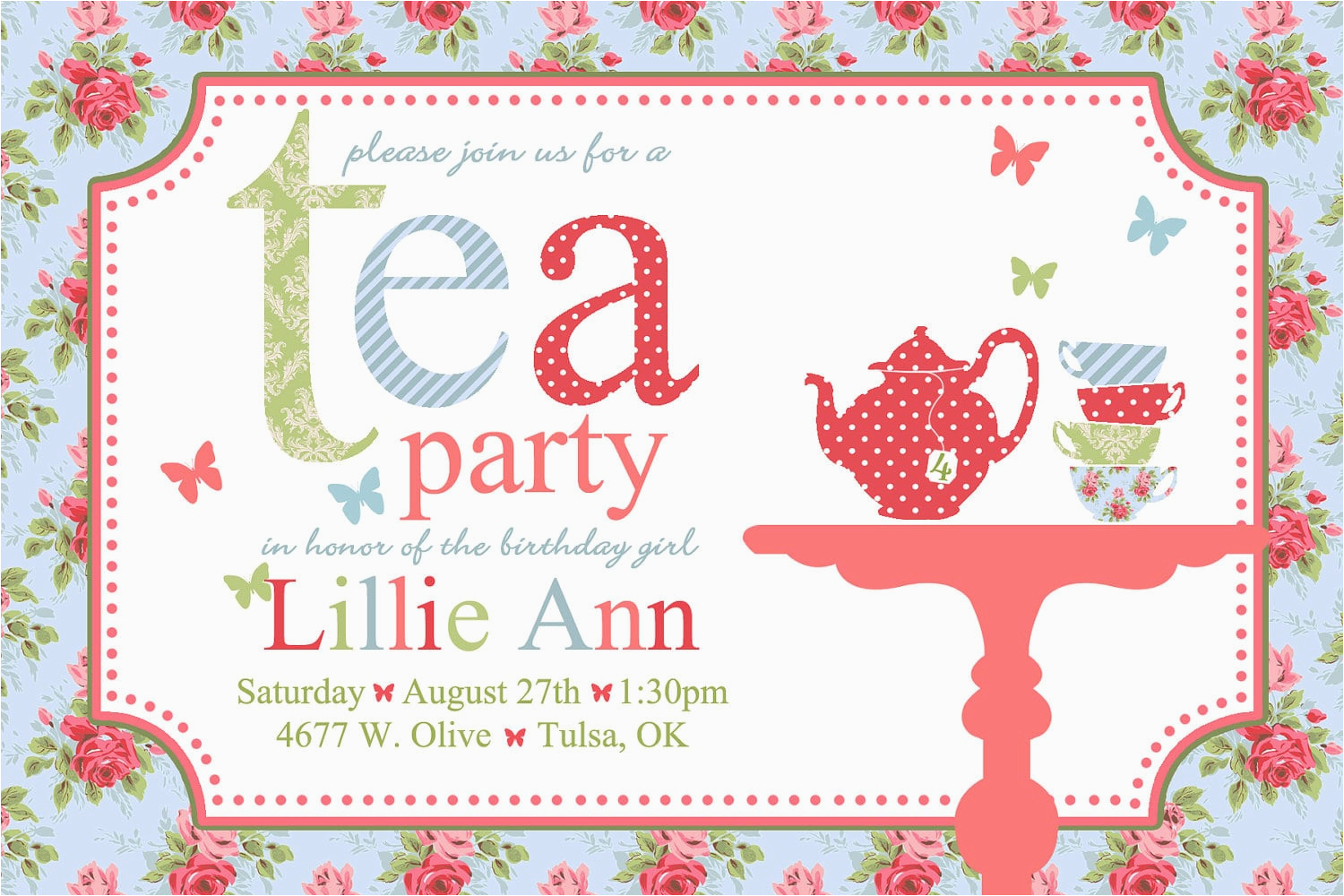 Teacup Birthday Invitations Free afternoon Tea Invitation Template