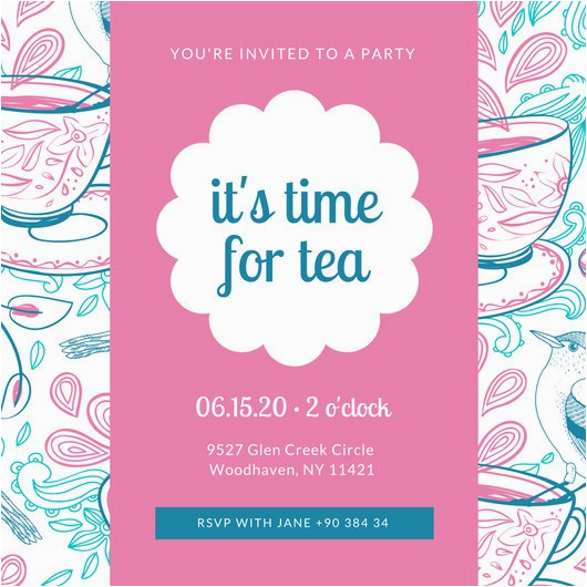 Teacup Birthday Invitations Tea Party Invitation Kinderhooktap Com