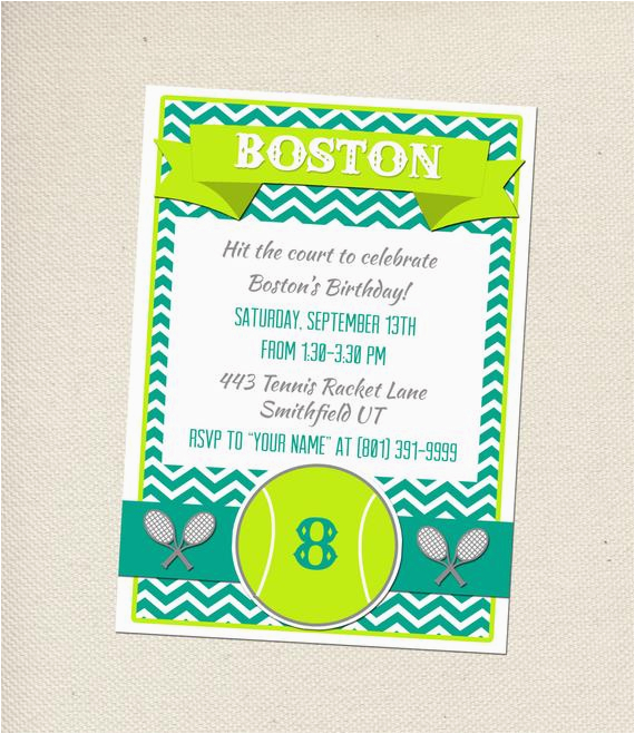 Tennis Birthday Party Invitations Tennis Party Invitation Customizable You Print