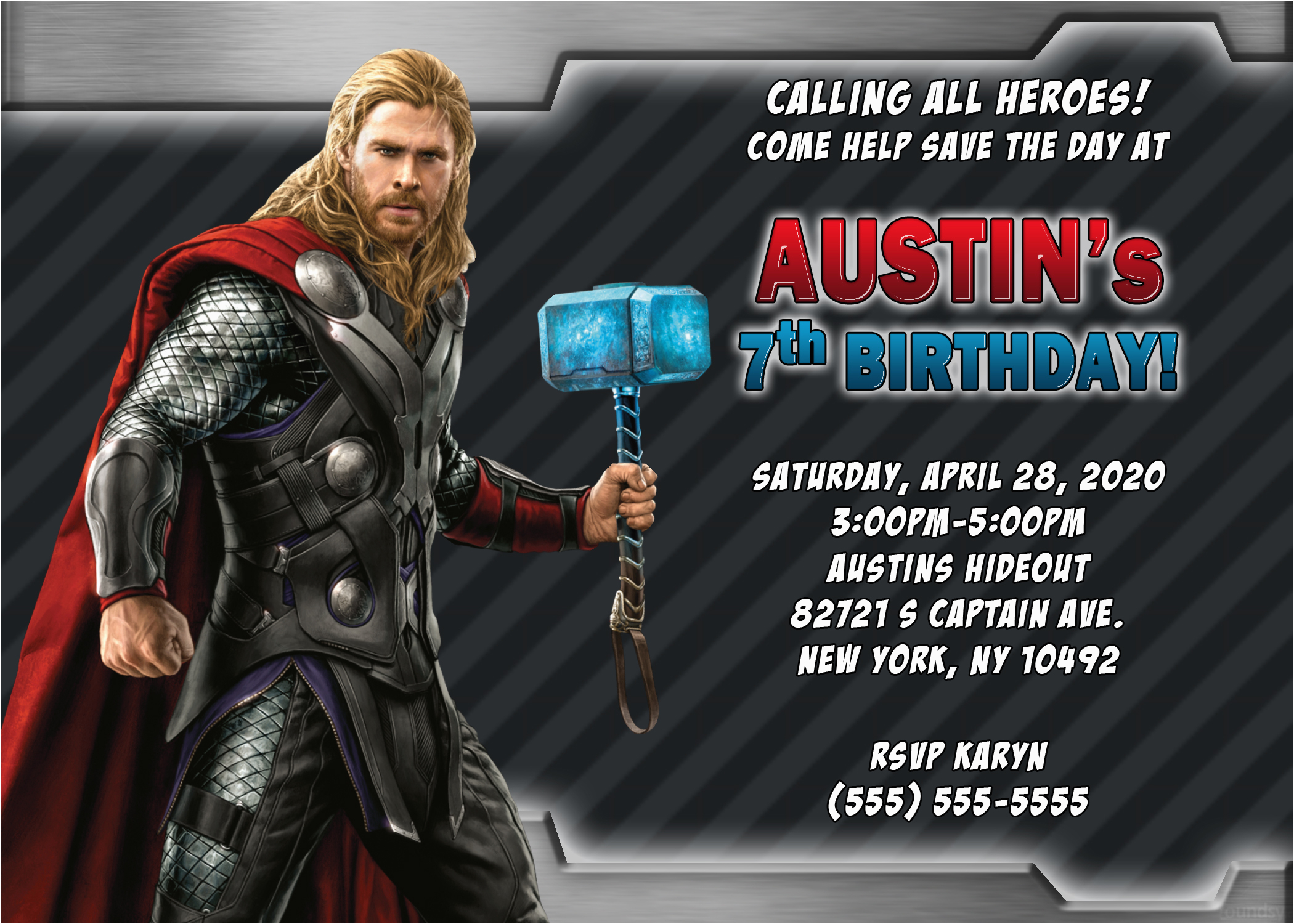 Thor Birthday Invitations Thor Birthday Invitation Kustom Kreations