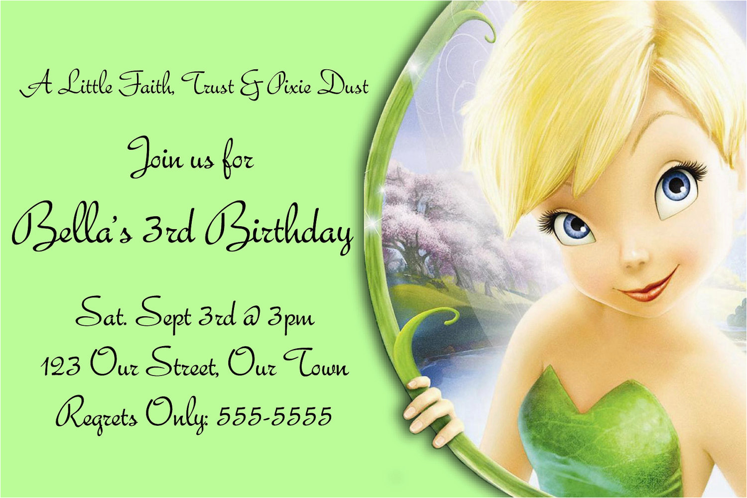 Tinkerbell Birthday Invites Free Templates for Birthday Invitations Drevio