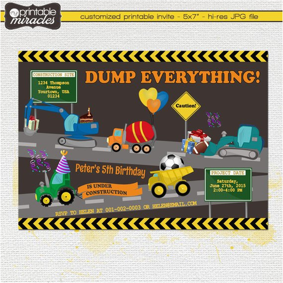 Transportation Birthday Party Invitations Printable Cars and Trucks Invitation Under Construction Transportation Birthday Party Invitations Printable Cars and Trucks Invitation Under Construction