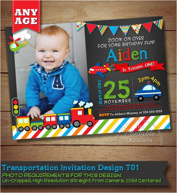 Transportation Birthday Party Invitations Transportation Birthday Invitation Transportation
