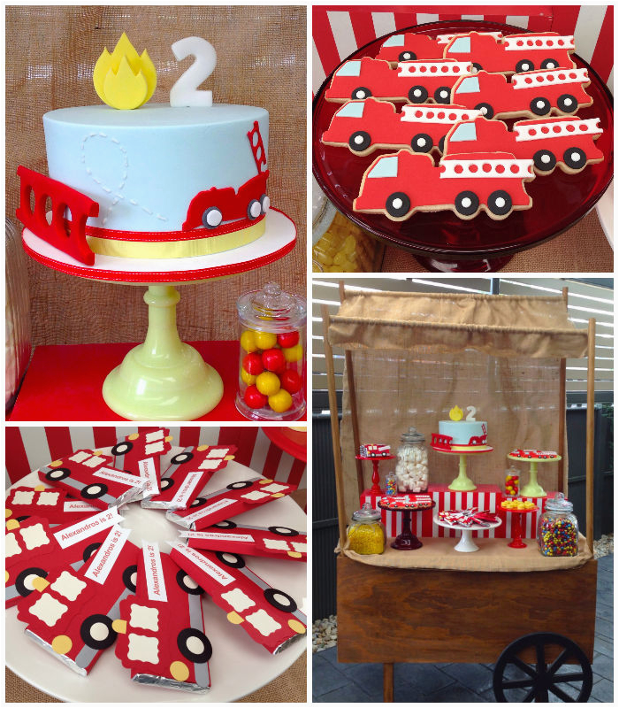 Truck Decorations for Birthday Party Kara 39 S Party Ideas Vintage Fire Truck themed Birthday