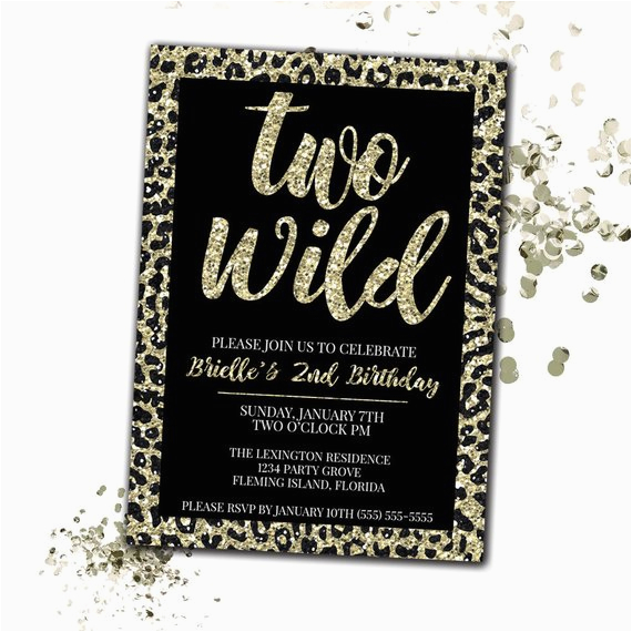 Two Wild Birthday Invitations Two Wild Birthday Invitation Cheetah Print Birthday