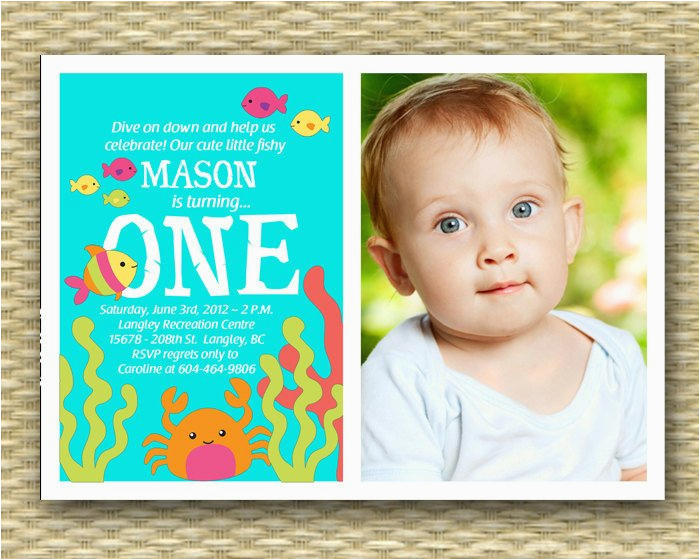 Under the Sea 1st Birthday Invitations Custom 1st Birthday Invitation Under the Sea Photo Card