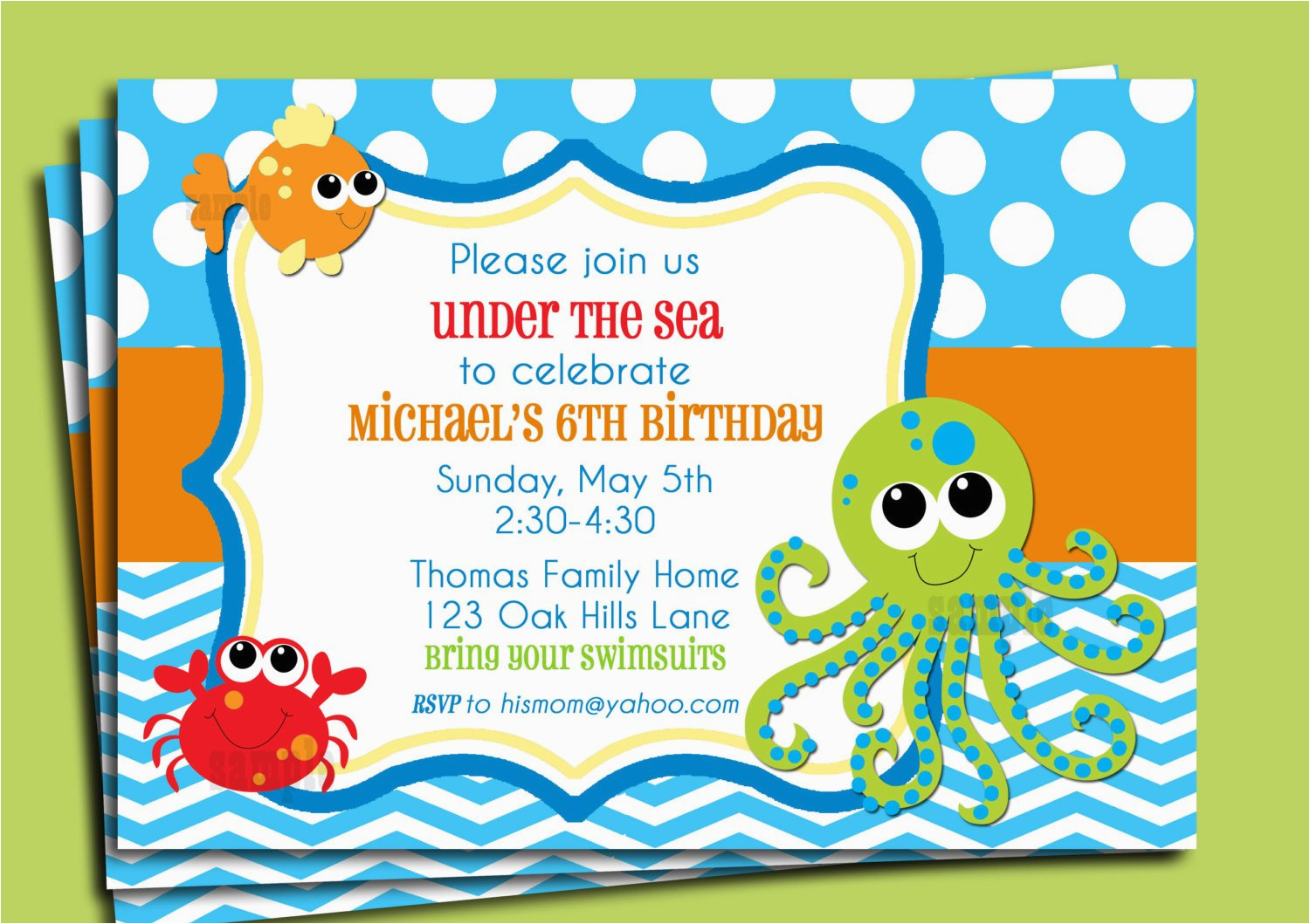 Free Under The Sea Invitation Template