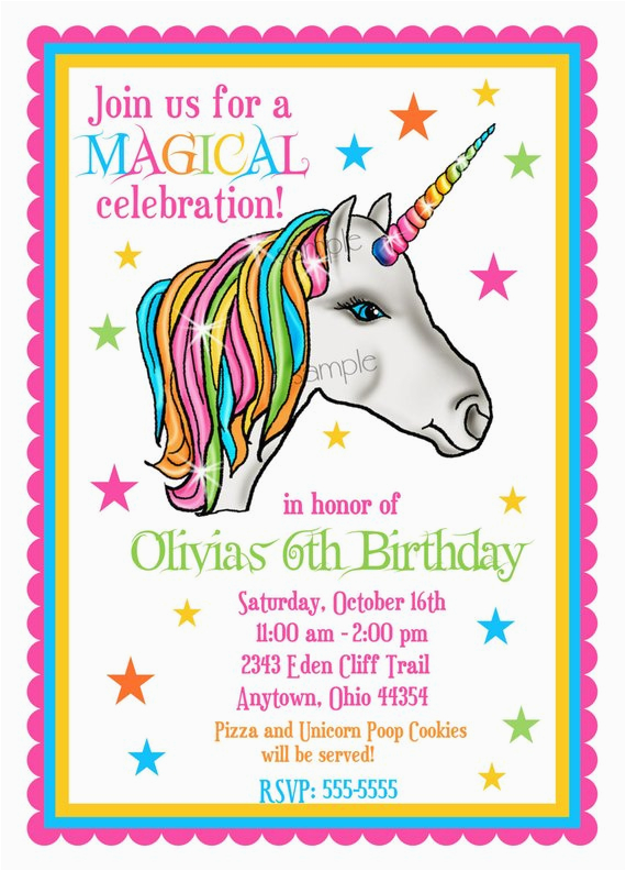 Unicorn Birthday Invitation Wording Unicorn Invitations Unicorn Birthday Party Invitations