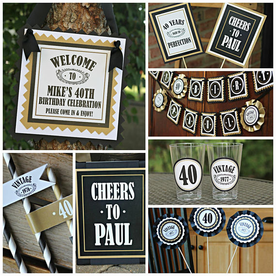 Vintage 40th Birthday Decorations 40th Birthday Party Decorations 40th Party Banner 40th Party