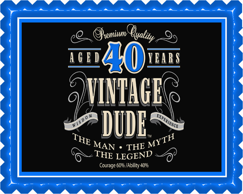 Vintage 40th Birthday Decorations Vintage Dude 40th Green Edible Birthday Cake topper