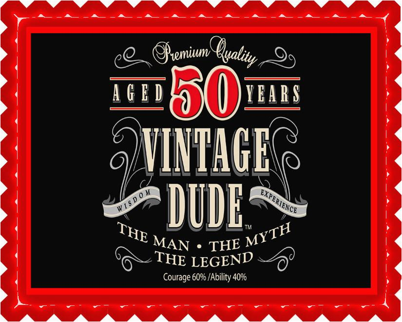 Vintage 50th Birthday Decorations Vintage Dude 50th Edible Cake and Cupcake topper Decor