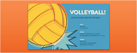Volleyball Birthday Invitations Sports Leagues Free Online Invitations