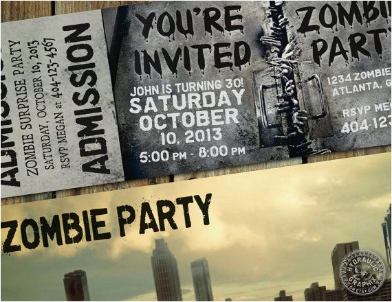 Walking Dead Birthday Invitations the Walking Dead Party theme Invitation Ticket for