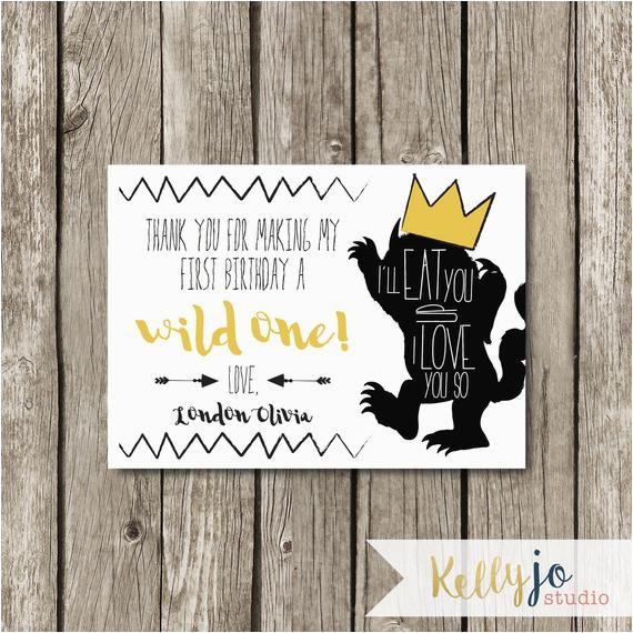 Where the Wild Things are Birthday Card where the Wild Things are Birthday Party Thank You Card Wild