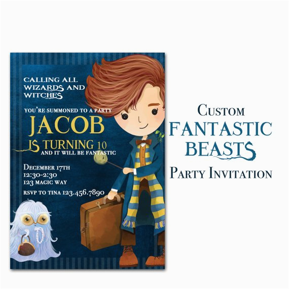 Where to Buy Birthday Invitations Fantastic Beasts Birthday Invitation Custom Wizard and