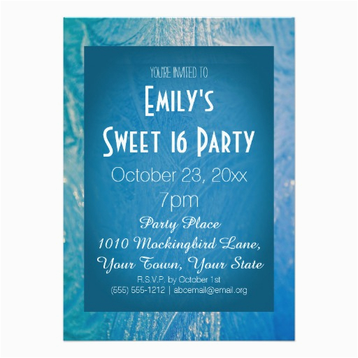 Winter themed Birthday Invitations Winter Wonderland Ice theme Blue Sweet 16 Birthday Custom