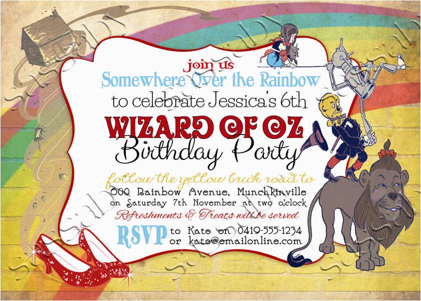 Wizard Of Oz Birthday Party Invitations Wizard Of Oz Invitation