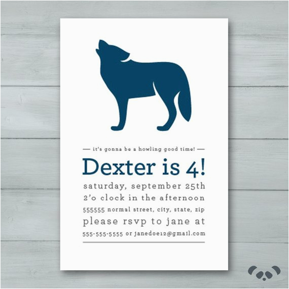 Wolf Birthday Invitations Wolf Birthday Party Invitation Wolf by Pandafunkcreations