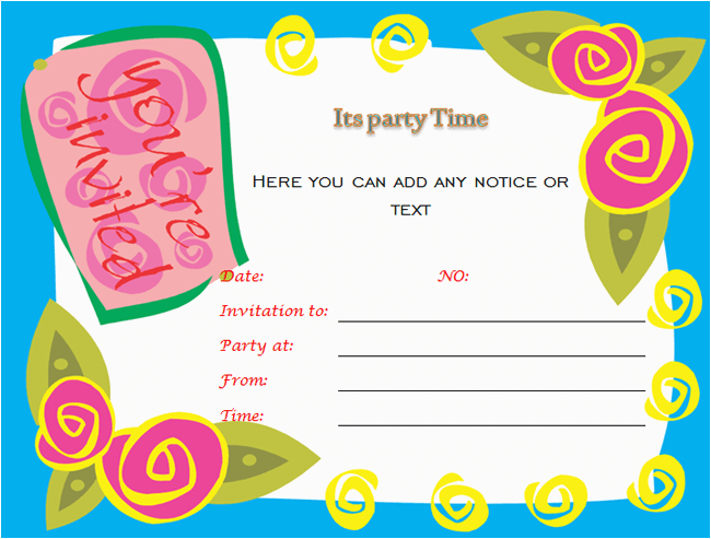 Word Birthday Invitation Template Birthday Party Invitations Microsoft Word Templates