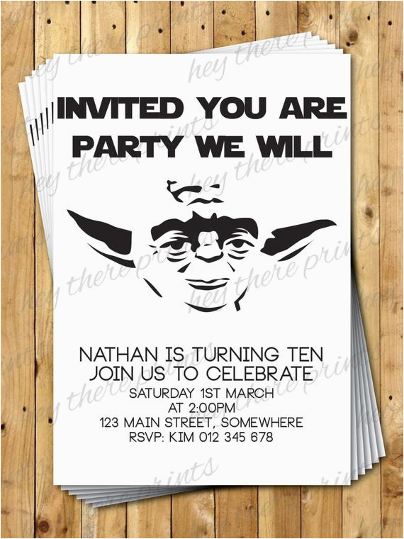 Yoda Birthday Invitations Yoda Birthday Invitations Star Wars Darth by Heythereprints