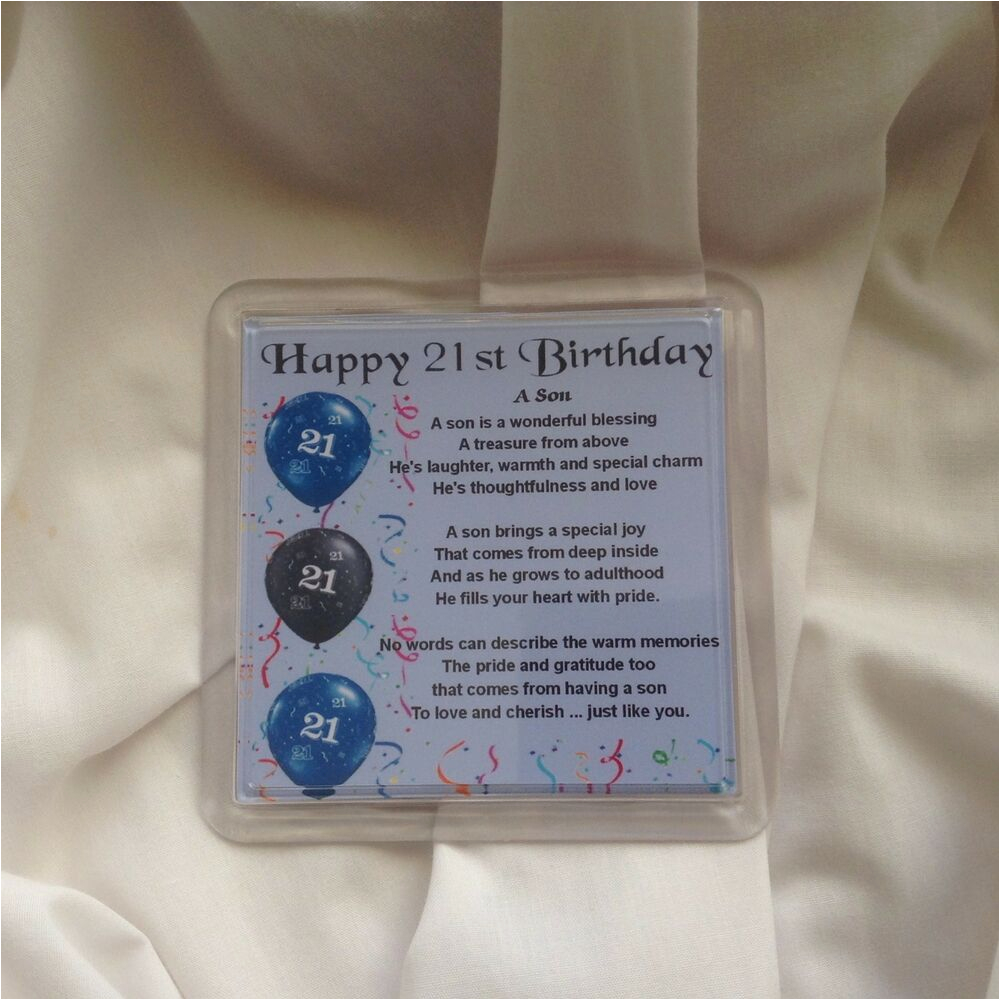 Happy 21st Birthday to My son Quotes Personalised Coaster son Poem 21st Birthday Free