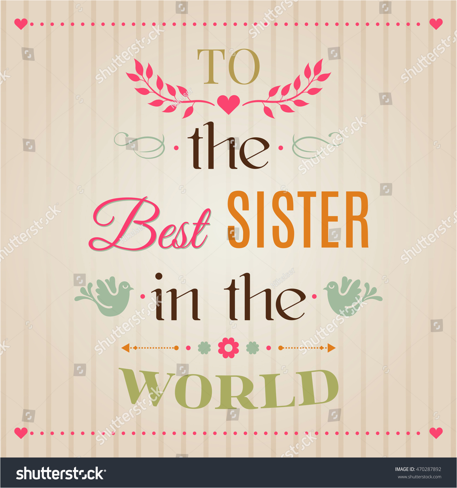 Happy Birthday to the Best Sister In the World Quotes Vintage Happy Birthday Typographical Greeting Card Stock