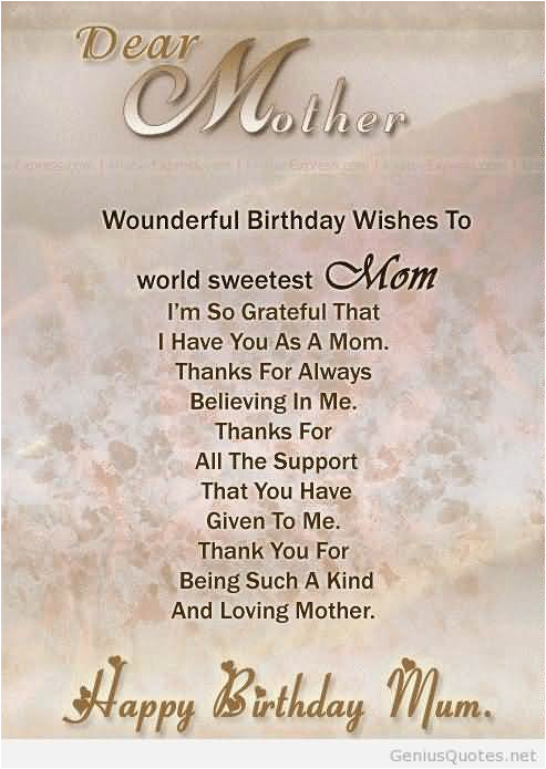 Happy Birthday Wishes to My Mom Quotes Dear Mother Wonderful Birthday Wishes to World Sweetest